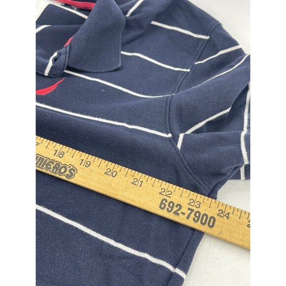 Nautica Men's Polo Shirt Performance Deck Shirt Sz XL Navy Blue Red Logo Striped - Picture 8 of 10